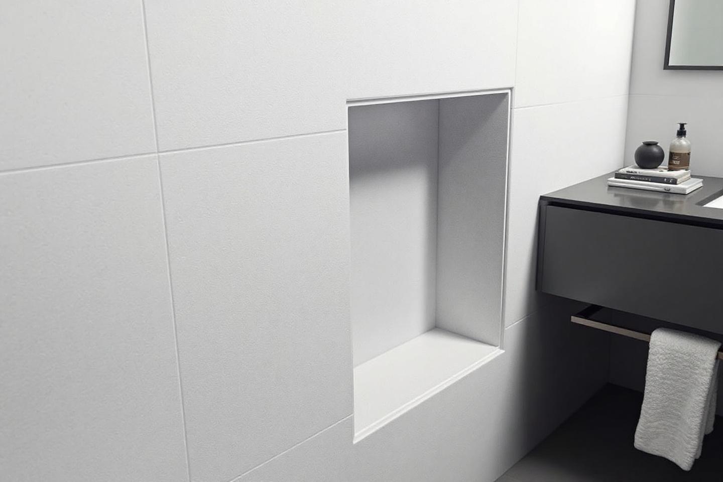 Niche de douche en SMO : solution de rangement élégante pour la salle de bain
